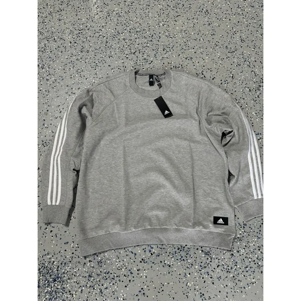 Adidas Long Sleeve Crewneck Pullover Sweater Mens Light Gray NWT Size 2XL